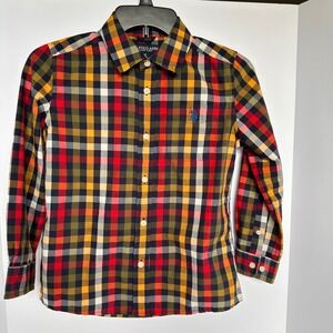 US Polo Assn Boys Plaid Button Down Shirt‎ Long Sleeve Size M
